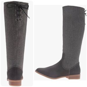 Rocket Dog Moore Coast Women's Knee High Boots Tabitha Herringbone Tweed Fabric